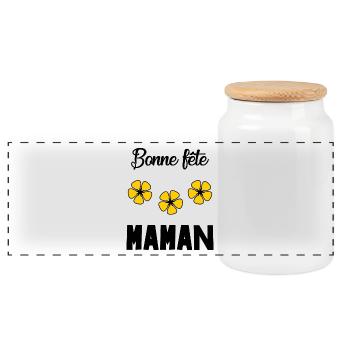 FÊTE DES MÈRES. BONNE FÊTE MAMAN. MAMAN. JE T'AIME - Boîte à biscuits avec couvercle en bois - blanc - Devant