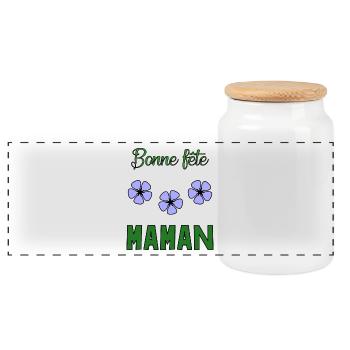 BONNE FÊTE MAMAN. MAMAN. FÊTE DES MÈRES. JE T'AIME - Boîte à biscuits avec couvercle en bois - blanc - Devant