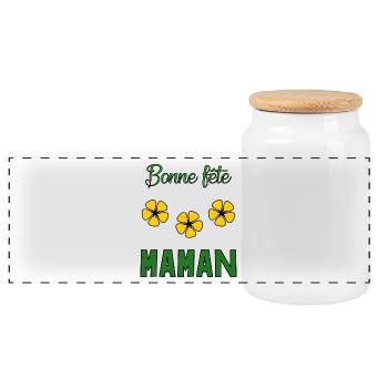 BONNE FÊTE MAMAN. MAMAN. FÊTE DES MÈRES. JE T'AIME - Boîte à biscuits avec couvercle en bois - blanc - Devant