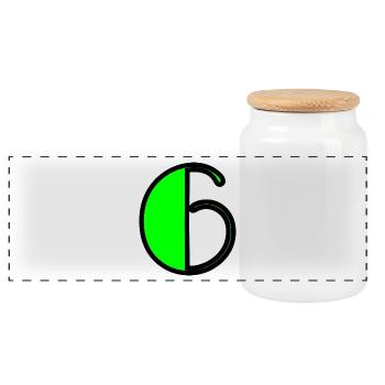 6 ANS. 6e ANNIVERSAIRE. ANNIVERSAIRE 6 ANS. 6 - Boîte à biscuits avec couvercle en bois - blanc - Devant