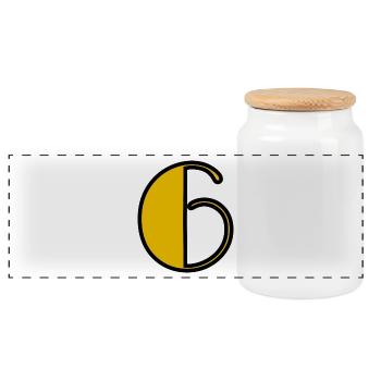 6 ANS. 6e ANNIVERSAIRE. ANNIVERSAIRE 6 ANS. 6 - Boîte à biscuits avec couvercle en bois - blanc - Devant