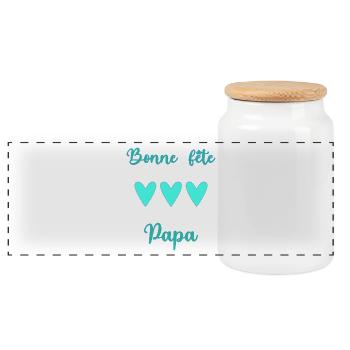 PAPA. FÊTE DES PÈRES. BONNE FÊTE PAPA. BONNE FÊTE - Boîte à biscuits avec couvercle en bois - blanc - Devant