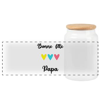 FÊTE DES PÈRES. BONNE FÊTE PAPA. PAPA. BONNE FÊTE - Boîte à biscuits avec couvercle en bois - blanc - Devant