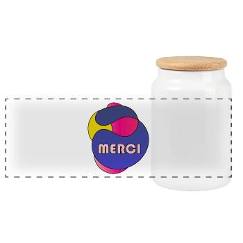 MERCI. MAÎTRESSE. MAÎTRE. MERCI MAÎTRESSE - Boîte à biscuits avec couvercle en bois - blanc - Devant