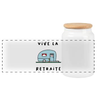 RETRAITE. RETRAITE. RETRAITEE. RETRAITE - Boîte à biscuits avec couvercle en bois - blanc - Devant