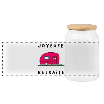 RETRAITE. RETRAITE. RETRAITEE. RETRAITE - Boîte à biscuits avec couvercle en bois - blanc - Devant