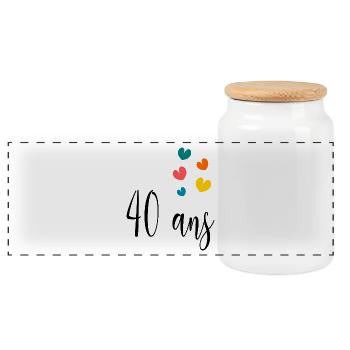 40. 40 ANS. 40e ANNIVERSAIRE. ANNIVERSAIRE 40 ANS. - Boîte à biscuits avec couvercle en bois - blanc - Devant