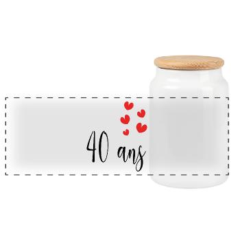 40. 40 ANS. 40e ANNIVERSAIRE. ANNIVERSAIRE 40 ANS. - Boîte à biscuits avec couvercle en bois - blanc - Devant