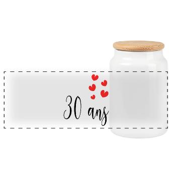 30. 30 ANS. 30e ANNIVERSAIRE. ANNIVERSAIRE 30 ANS. - Boîte à biscuits avec couvercle en bois - blanc - Devant