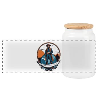 Amish Man - Panoramic Cookie Jar with Wooden Lid - white - Front