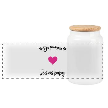 PAPY. PAPA - Boîte à biscuits avec couvercle en bois - blanc - Devant