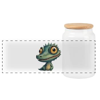 Funny Crocodile - Panorama Keksdose mit Holzdeckel - Weiß - Vorne