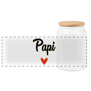 GRANDPA. FATHER'S DAY. HAPPY GRANDPA'S DAY. I LOVE YOU. - Panoramic Cookie Jar with Wooden Lid - white - Front