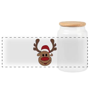 Funny Christmas - Panoramic Cookie Jar with Wooden Lid - white - Front