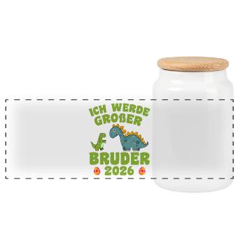 Je vais être un grand frère en 2026 - Boîte à biscuits avec couvercle en bois - blanc - Devant