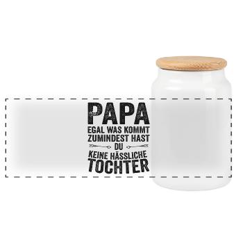 Papa Vater Tochter Vatertag - Panorama Keksdose mit Holzdeckel - Weiß - Vorne