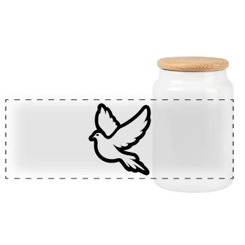 Peace Pidgeon Dove - Religion Design - Panorama Keksdose mit Holzdeckel - Weiß - Vorne