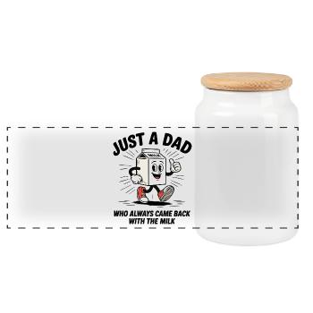 Juste un papa qui revenait toujours avec le lait - Boîte à biscuits avec couvercle en bois - blanc - Devant