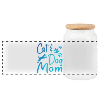 Pet Cat And Dog Mom Tees For Women, Cat Dog Mom - Panoramic Cookie Jar with Wooden Lid - white - Front