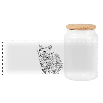 britisch Kurzhaar Katze Katze schwarz Katzen - Panorama Keksdose mit Holzdeckel - Weiß - Vorne