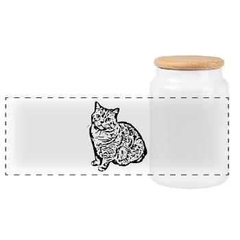 britisch Kurzhaar Katze schwarz Katze Kätzchen - Panorama Keksdose mit Holzdeckel - Weiß - Vorne
