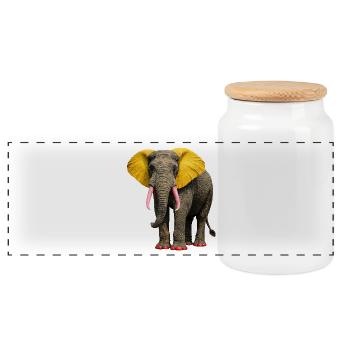 Elephant Diva: Pop Art Design with Colorful Accents - Panoramic Cookie Jar with Wooden Lid - white - Front