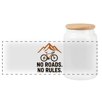 Vélo, pas de routes, pas de règles. - Boîte à biscuits avec couvercle en bois - blanc - Devant