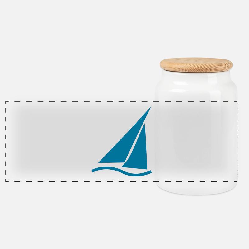 Regatta (kleines Symbol) - Panorama Keksdose mit Holzdeckel - Weiß
