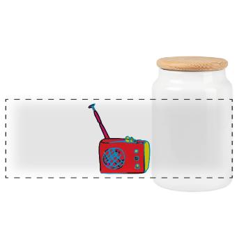 Art radiophonique - Boîte à biscuits avec couvercle en bois - blanc - Devant