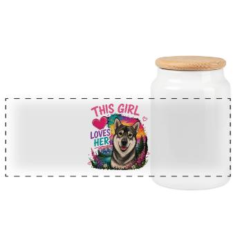 Jämthund, Jämpti, Jämtland Spitz - Panorama Keksdose mit Holzdeckel - Weiß - Vorne