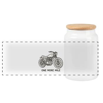 Un autre kilomètre de moto vintage - Boîte à biscuits avec couvercle en bois - blanc - Devant