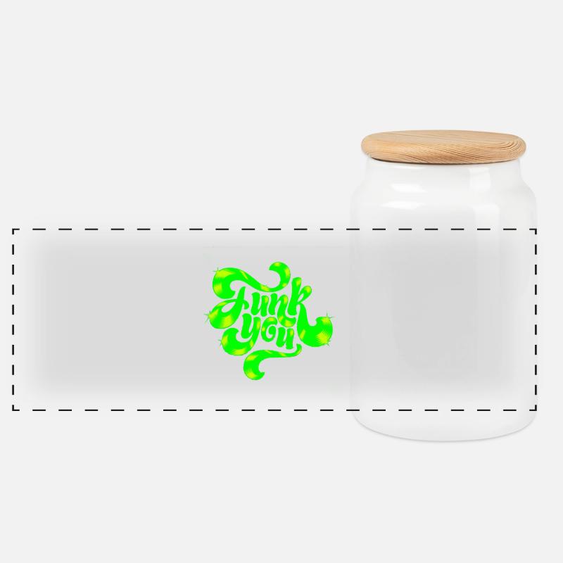 Grünes Neon-Punk-Textdesign - Panorama Keksdose mit Holzdeckel - Weiß