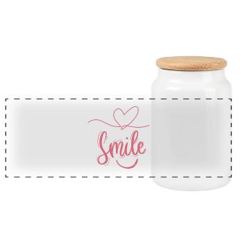 Sourire Cœur Font Rose - Boîte à biscuits avec couvercle en bois - blanc - Devant