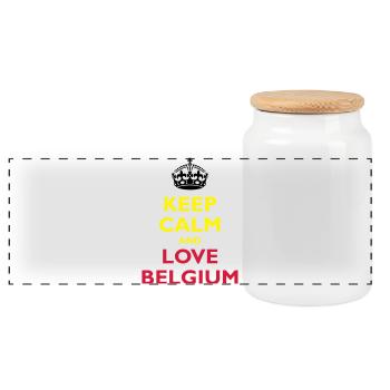Keep Calm & Love Belgium - Boîte à biscuits avec couvercle en bois - blanc - Devant