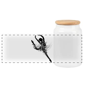 Une danseuse de ballet en robe de ballet imaginati - Boîte à biscuits avec couvercle en bois - blanc - Devant