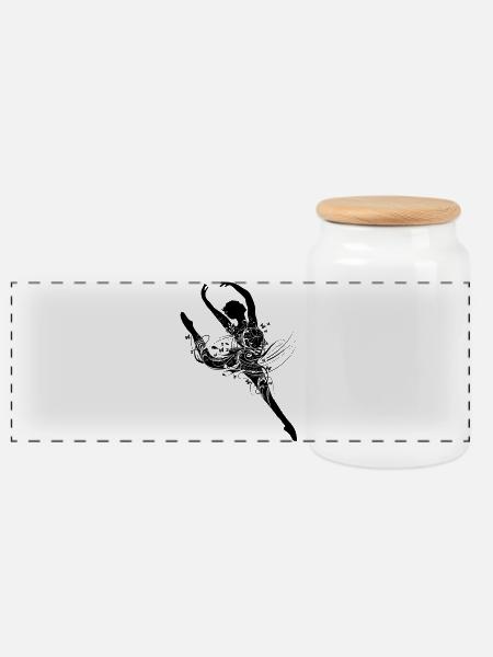 Ballet dancer in fanciful ballet dress - Panoramic Cookie Jar with Wooden Lid - white
