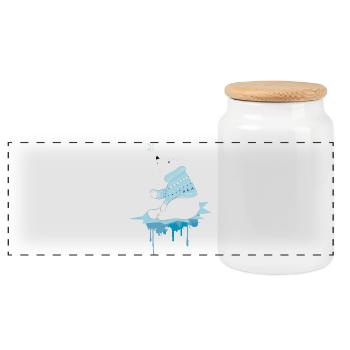 Eisbär mit Schneeflocken - Panorama Keksdose mit Holzdeckel - Weiß - Vorne