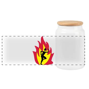 Läufer Flamme - Panorama Keksdose mit Holzdeckel - Weiß - Vorne