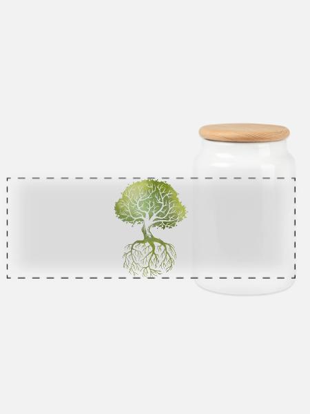 Roots - Panorama Keksdose mit Holzdeckel - Weiß