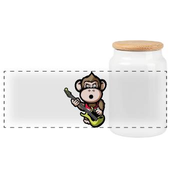 Ape Guitar - Panoramic Cookie Jar with Wooden Lid - white - Front