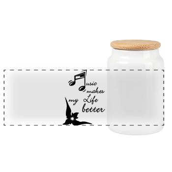 Music makes my Life better Musique cadeau - Boîte à biscuits avec couvercle en bois - blanc - Devant