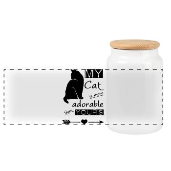 My Cat chat animal animal de compagnie cadeau - Boîte à biscuits avec couvercle en bois - blanc - Devant
