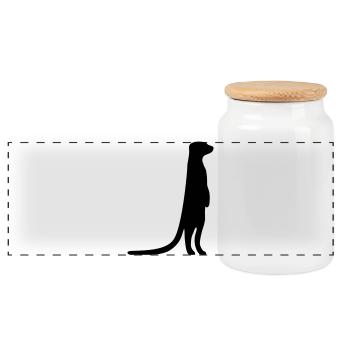 funny meerkat curious animal - Panoramic Cookie Jar with Wooden Lid - white - Front
