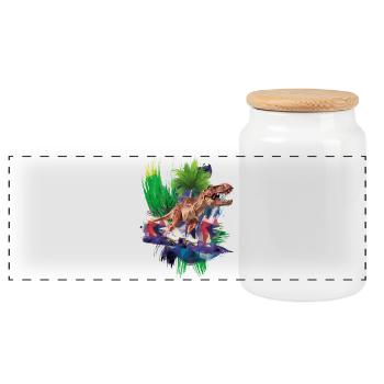 T-Rex - Dinosaurs - Trex - tyrannosaurus rex - Panoramic Cookie Jar with Wooden Lid - white - Front