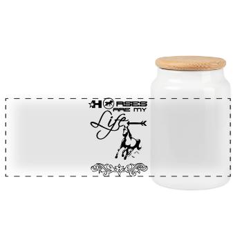 Les chevaux sont mon cadeau de vie Cavalier Dicton - Boîte à biscuits avec couvercle en bois - blanc - Devant
