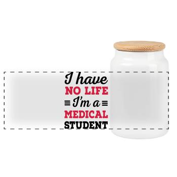 6061912 127058735 étudiant en médecine - Boîte à biscuits avec couvercle en bois - blanc - Devant