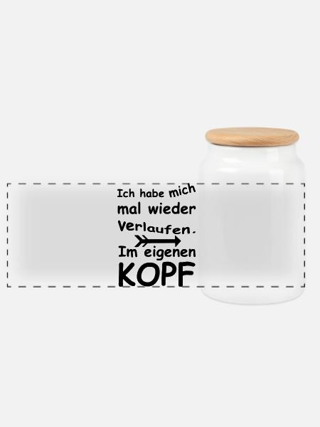 Im Kopf verlaufen - Chaos, Chaot, Fun, Geschenk - Panorama Keksdose mit Holzdeckel - Weiß