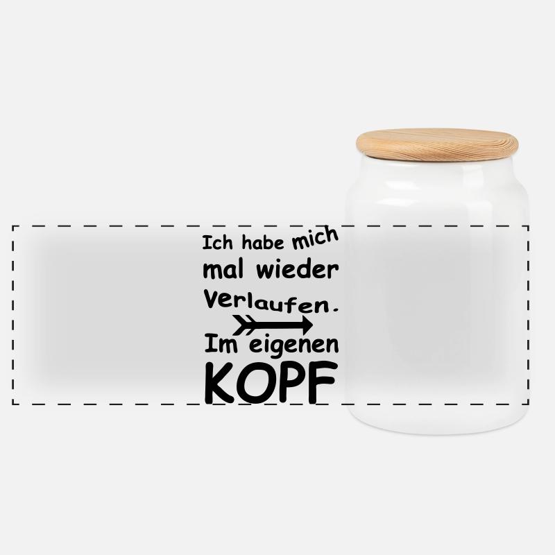 Im Kopf verlaufen - Chaos, Chaot, Fun, Geschenk - Panorama Keksdose mit Holzdeckel - Weiß