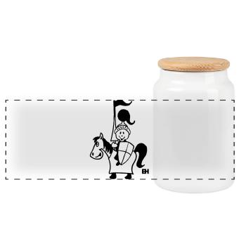 Knight - Panoramic Cookie Jar with Wooden Lid - white - Front
