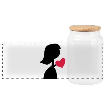 bride - Panoramic Cookie Jar with Wooden Lid - white - Front